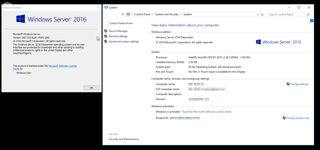 Screenshot of Windows Server running on Azure VM